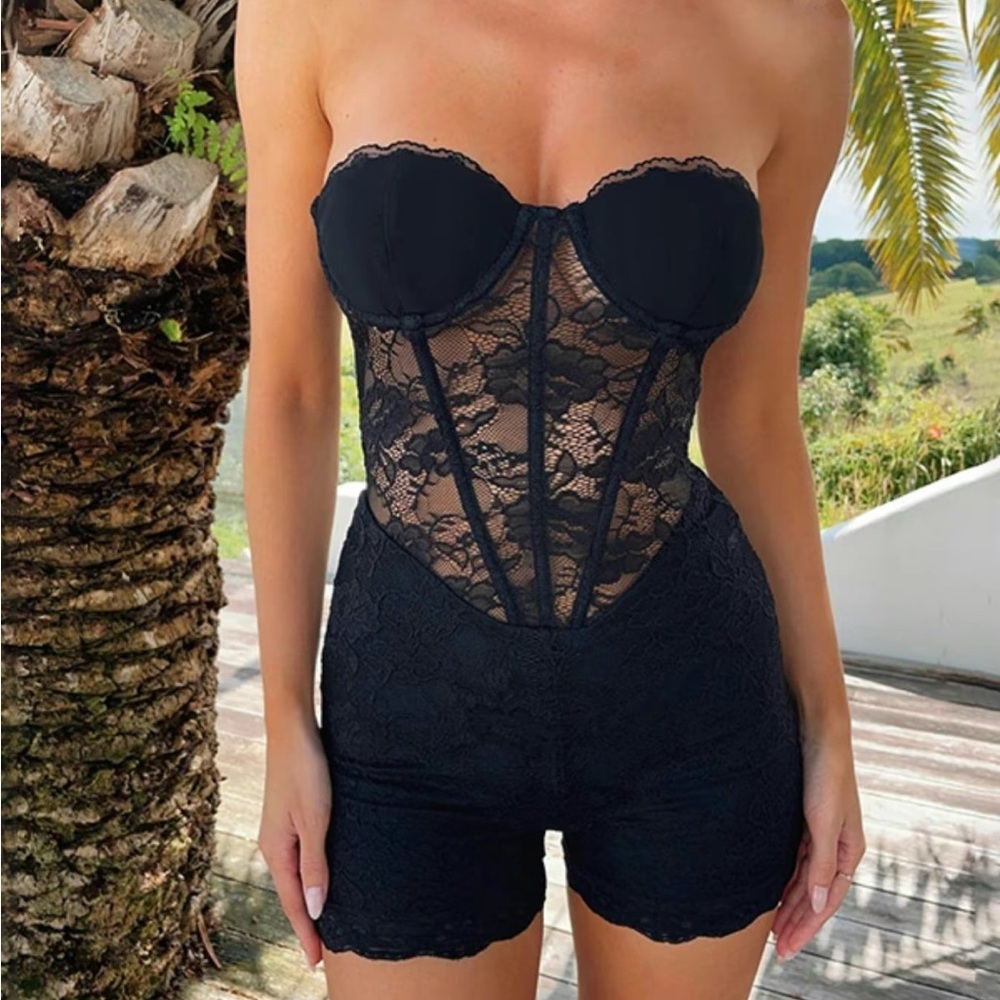 Elegant Black Lace Bodysuit